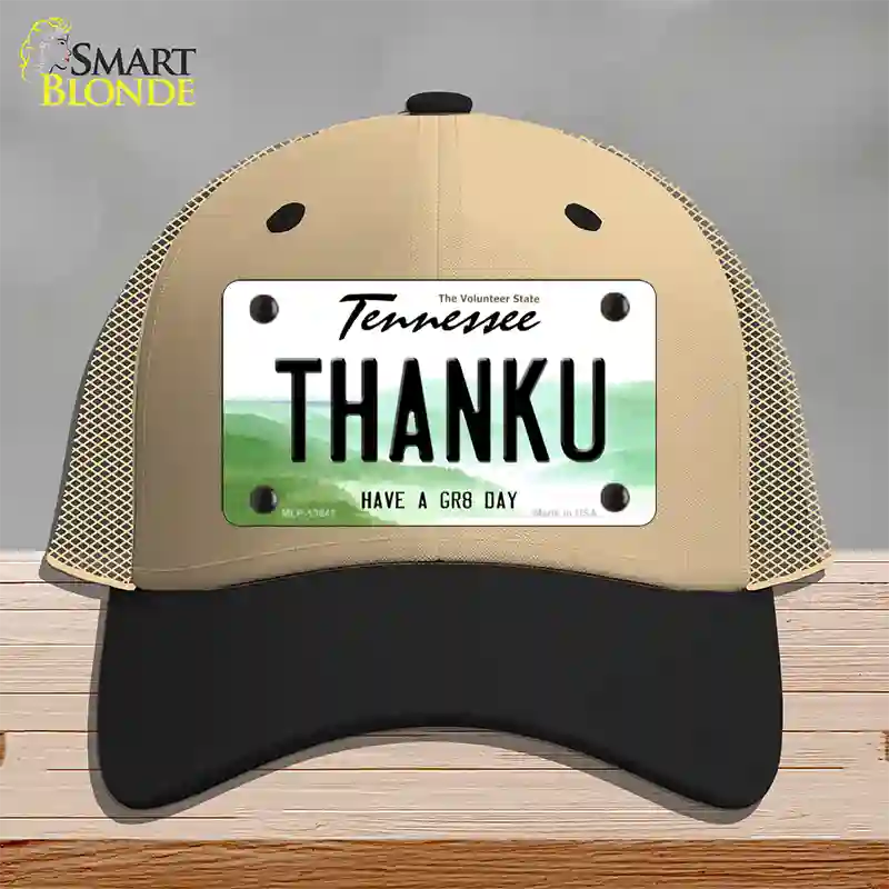 Thank You Novelty License Plate Hat Tag Mesh / Khaki|Black