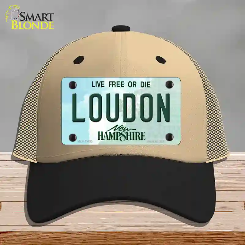 Loudon New Hampshire Novelty License Plate Hat Tag Mesh / Khaki|Black