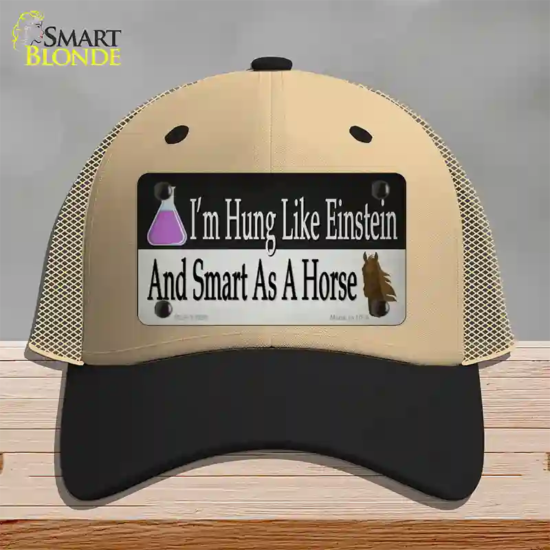 Hung Like Einstein Novelty License Plate Hat Tag Mesh / Khaki|Black