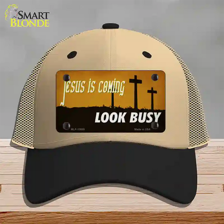 Jesus Is Coming Novelty License Plate Hat Tag Mesh / Khaki|Black