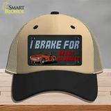 Oh Shit No Brakes Novelty License Plate Hat Tag Mesh / Khaki|Black