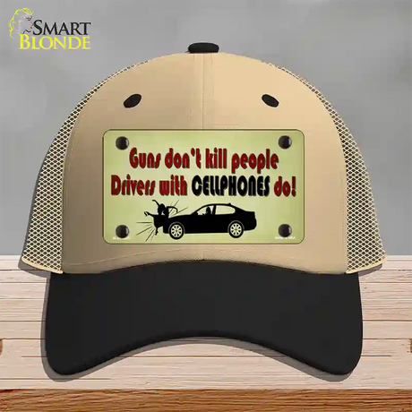 Drivers With Cellphones Do Novelty License Plate Hat Tag Mesh / Khaki|Black