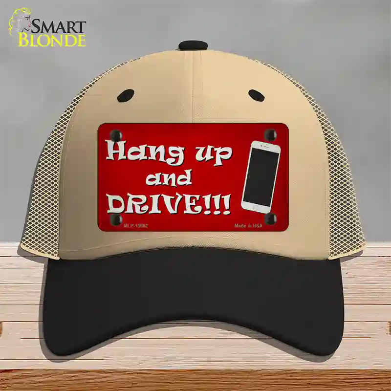 Hang Up and Drive Novelty License Plate Hat Tag Mesh / Khaki|Black