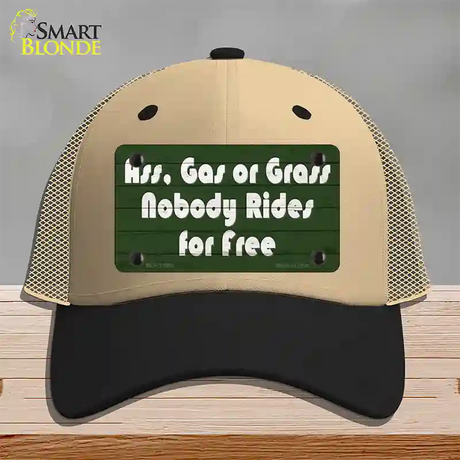 Ass Gas Or Grass Novelty License Plate Hat Tag Mesh / Khaki|Black