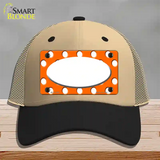 White Orange Polka Dots Center Oval Novelty License Plate Hat Mesh / Khaki|Black