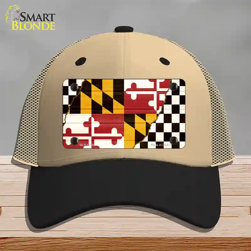 Maryland Racing Flag Novelty License Plate Hat Tag Mesh / Khaki|Black