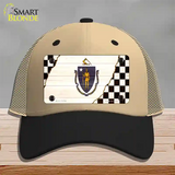 Massachusetts Racing Flag Novelty License Plate Hat Tag Mesh / Khaki|Black