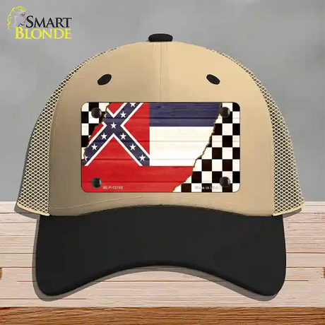 Mississippi Racing Flag Novelty License Plate Hat Tag Mesh / Khaki|Black