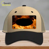 Real Flame With Black Center Oval Novelty License Plate Hat Mesh / Khaki|Black