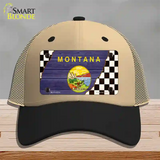 Montana Racing Flag Novelty License Plate Hat Tag Mesh / Khaki|Black