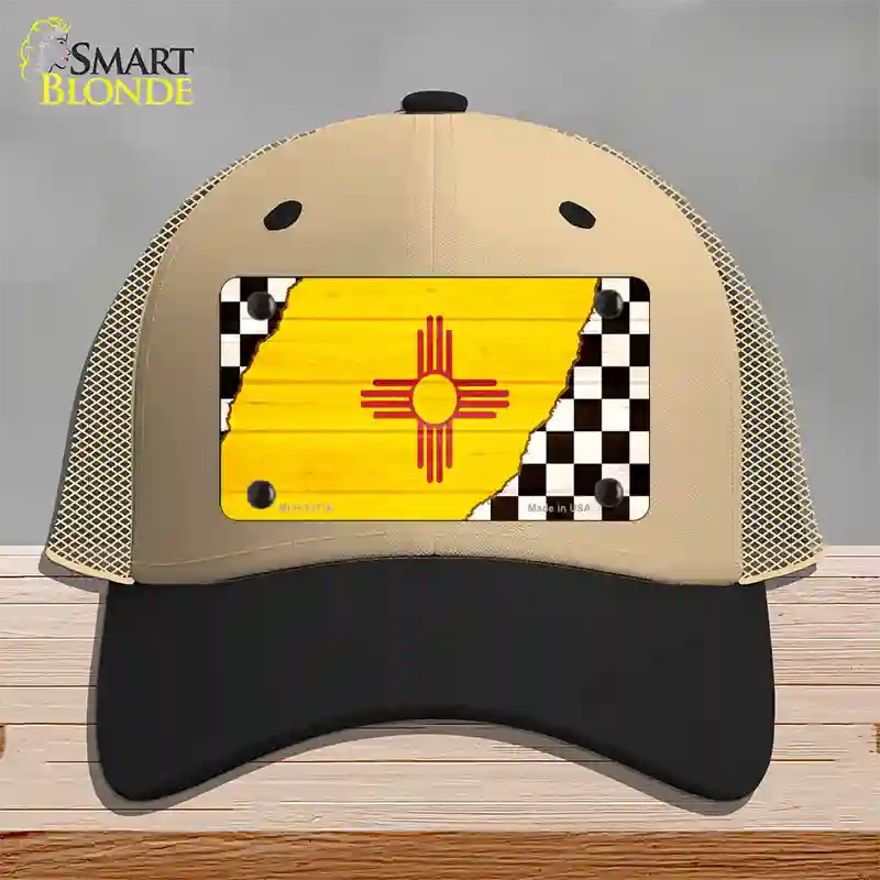 New Mexico Racing Flag Novelty License Plate Hat Tag Mesh / Khaki|Black