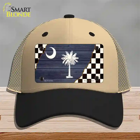 South Carolina Racing Flag Novelty License Plate Hat Tag Mesh / Khaki|Black