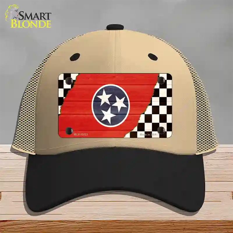 Tennessee Racing Flag Novelty License Plate Hat Tag Mesh / Khaki|Black