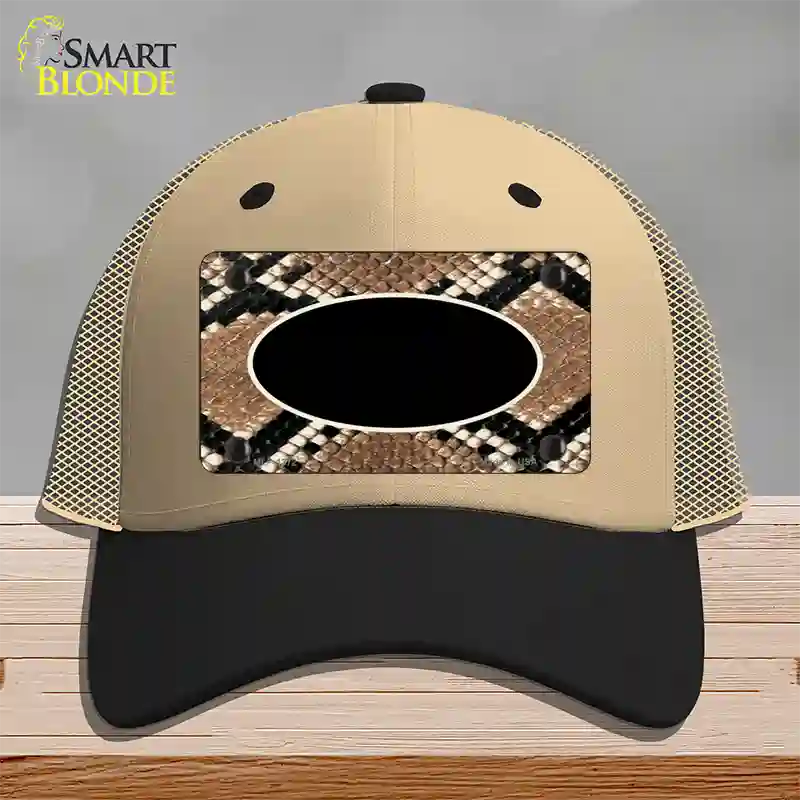 Snake With Black Center Oval Novelty License Plate Hat Mesh / Khaki|Black