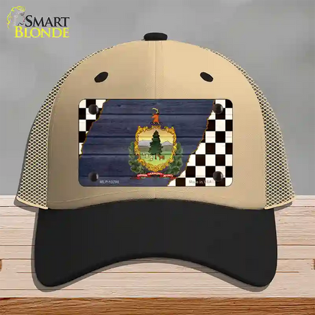 Vermont Racing Flag Novelty License Plate Hat Tag Mesh / Khaki|Black