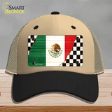 Mexico Racing Flag Novelty License Plate Hat Tag Mesh / Khaki|Black