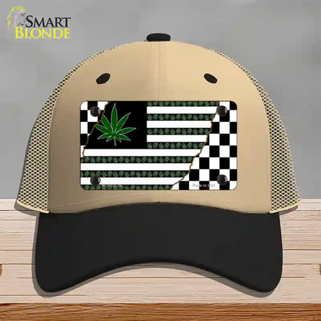 Weed American Racing Flag Novelty License Plate Hat Tag Mesh / Khaki|Black