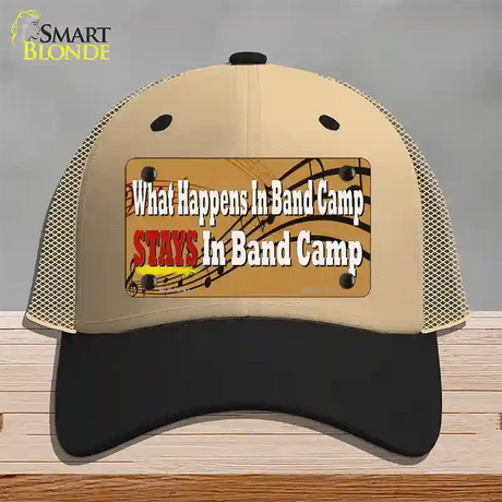 What Happens In Band Camp Novelty License Plate Hat Tag Mesh / Khaki|Black