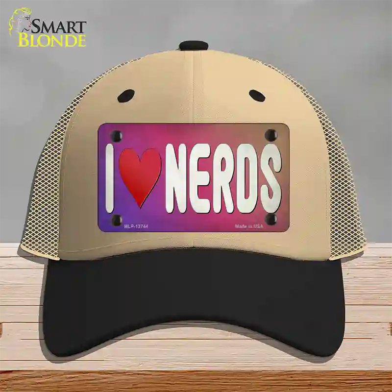 I Love Nerds Novelty License Plate Hat Tag Mesh / Khaki|Black