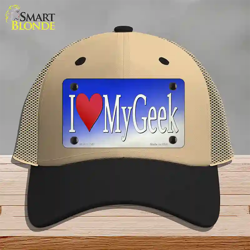 I Love My Geek Novelty License Plate Hat Tag Mesh / Khaki|Black