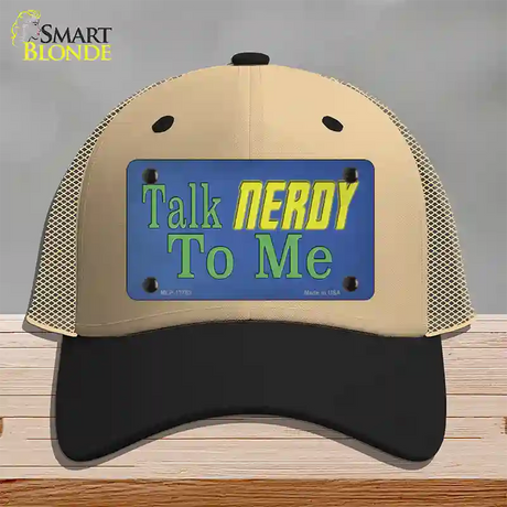 Talk Nerdy To Me Novelty License Plate Hat Tag Mesh / Khaki|Black