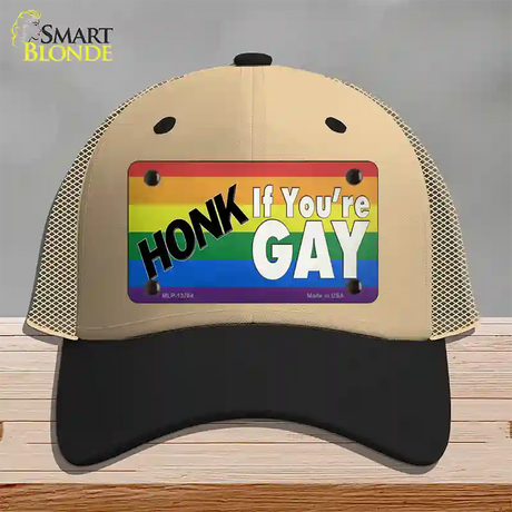 Honk If Youre Gay Novelty License Plate Hat Tag Mesh / Khaki|Black