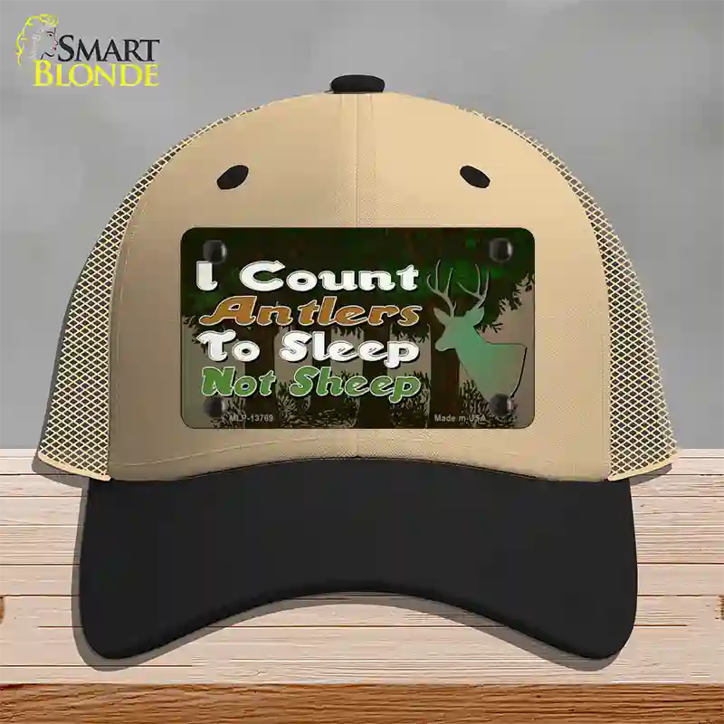 I Count Antlers To Sleep Novelty License Plate Hat Tag Mesh / Khaki|Black