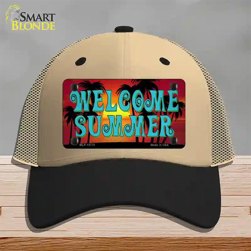 Welcome Summer Novelty License Plate Hat Tag Mesh / Khaki|Black