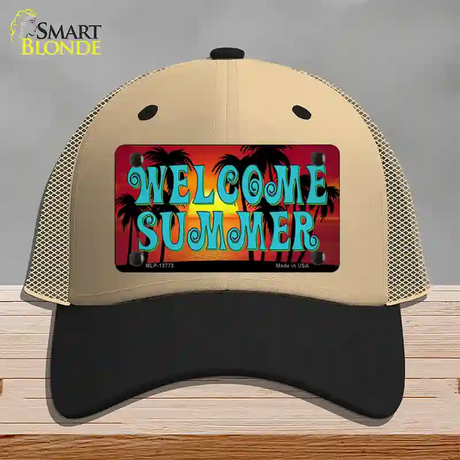 Welcome Summer Novelty License Plate Hat Tag Mesh / Khaki|Black