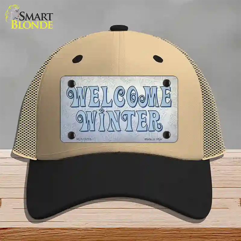 Welcome Winter Novelty License Plate Hat Tag Mesh / Khaki|Black