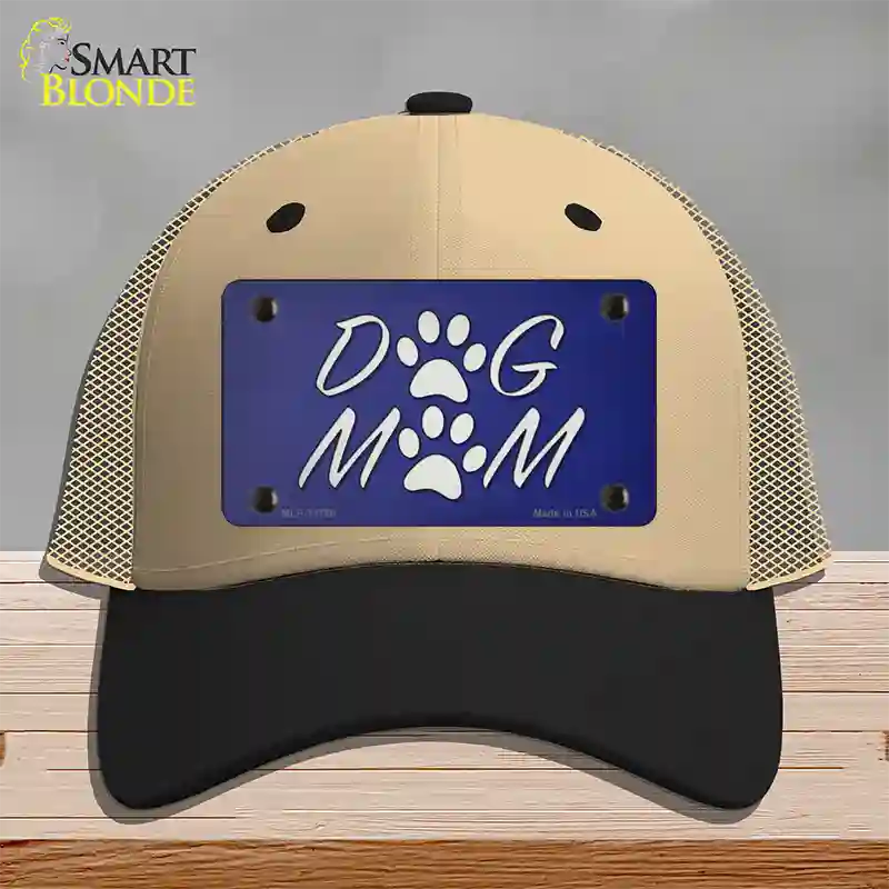 Dog Mom Novelty License Plate Hat Tag Mesh / Khaki|Black