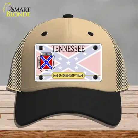 Tennessee Sons Of Confederate Novelty License Plate Hat Mesh / Khaki|Black