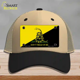 Dont Tread On Me Yellow|Black Novelty License Plate Hat Mesh / Khaki|Black