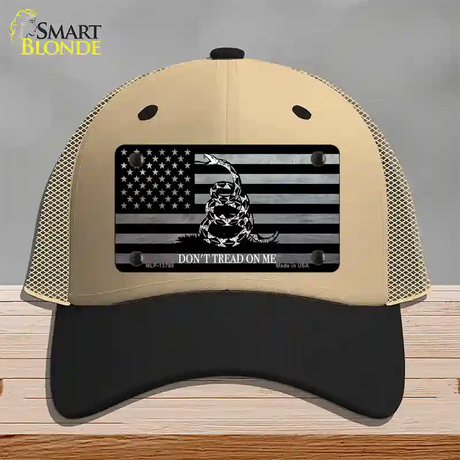 Dont Tread On Me American Flag Novelty License Plate Hat Mesh / Khaki|Black