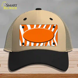 Orange White Zebra Center Oval Novelty License Plate Hat Mesh / Khaki|Black