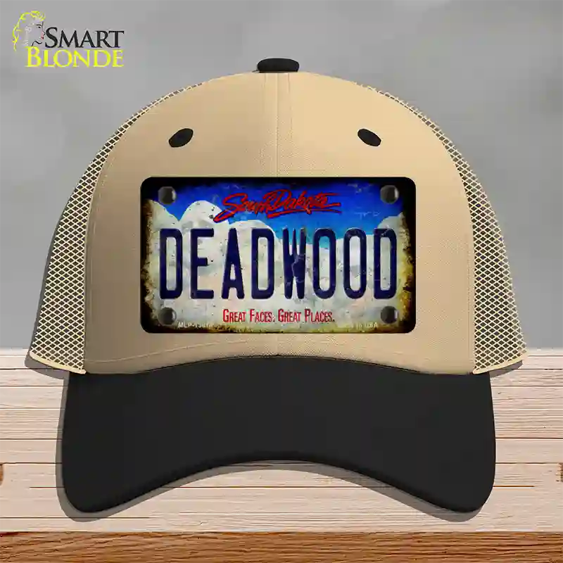 Deadwood South Dakota Rusty Novelty License Plate Hat Tag Mesh / Khaki|Black