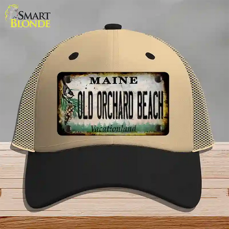 Old Orchard Beach Maine Rusty Novelty License Plate Hat Tag Mesh / Khaki|Black