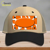 Orange White Giraffe Center Oval Novelty License Plate Hat Mesh / Khaki|Black