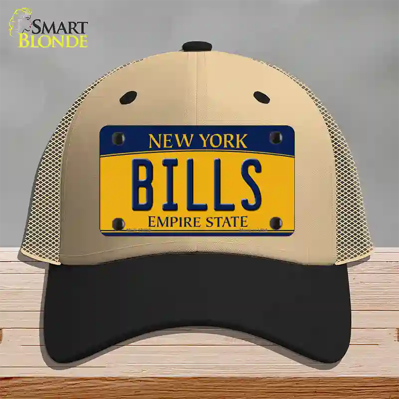 Bills NY Yellow Novelty License Plate Hat Tag Mesh / Khaki|Black