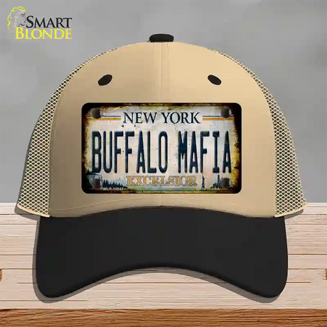 Buffalo Mafia Excelsior New York Rusty Novelty License Plate Hat Tag Mesh / Khaki|Black