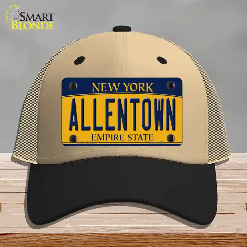 Allentown NY Yellow Novelty License Plate Hat Tag Mesh / Khaki|Black