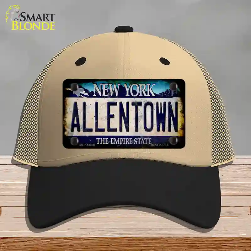 Allentown NY Blue Rusty Novelty License Plate Hat Tag Mesh / Khaki|Black