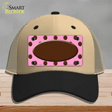 Brown Pink Polka Dot Brown Center Oval Novelty License Plate Hat Mesh / Khaki|Black