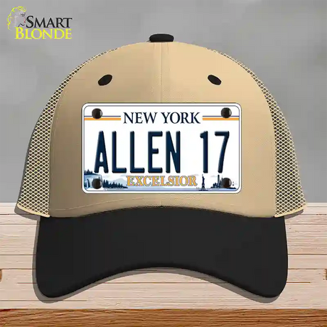 Allen 17 NY Excelsior Novelty License Plate Hat Tag Mesh / Khaki|Black