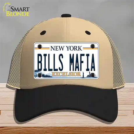 Bills Mafia NY Excelsior Novelty License Plate Hat Tag Mesh / Khaki|Black