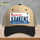 Krakens Washington Novelty License Plate Hat Tag Mesh / Khaki|Black