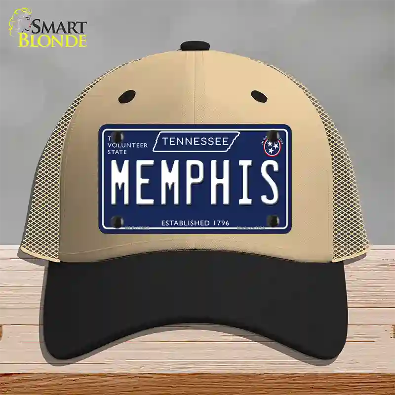 Memphis Tennessee Blue Novelty License Plate Hat Tag Mesh / Khaki|Black