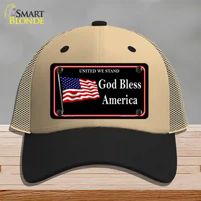 God Bless America Novelty License Plate Hat Mesh / Khaki|Black