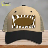 Brown White Zebra Center Oval Novelty License Plate Hat Mesh / Khaki|Black