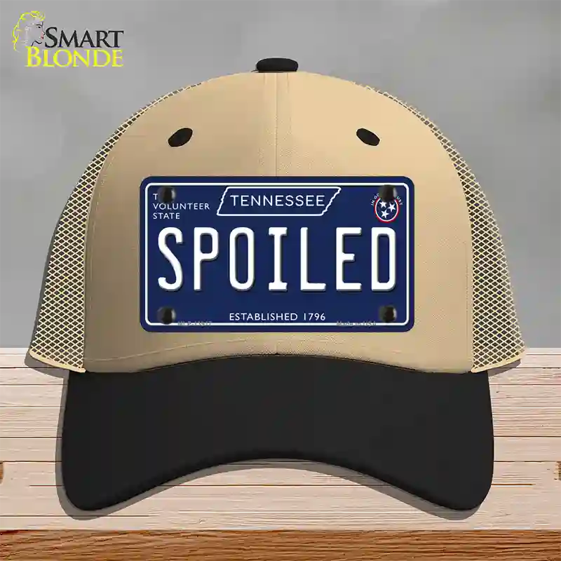 Spoiled Tennessee Blue Novelty License Plate Hat Tag Mesh / Khaki|Black